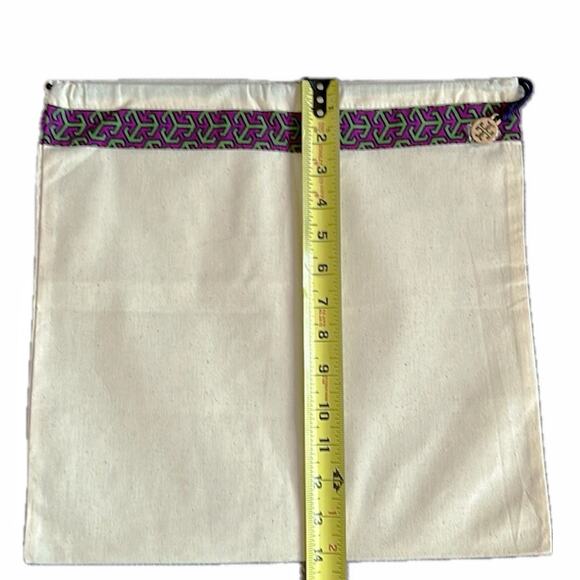 NEW Tory Burch Canvas Drawstring Dust Bag Storage Travel Gold Logo Charm Pull - Picture 4 of 4